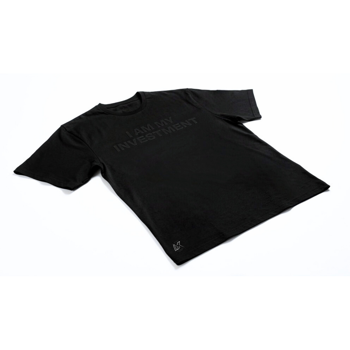 I Am My Investment Black on Black Tee