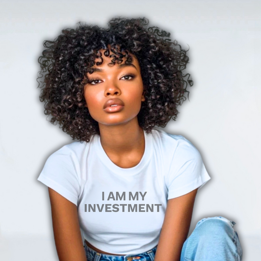 I Am My Investment White/Grey Crop Top