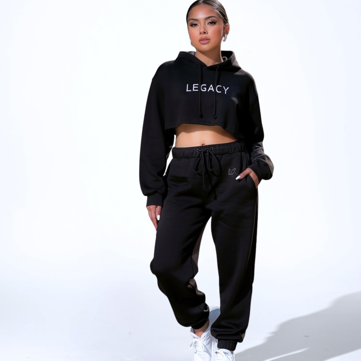 Legacy Black/White Cropped Hoodie