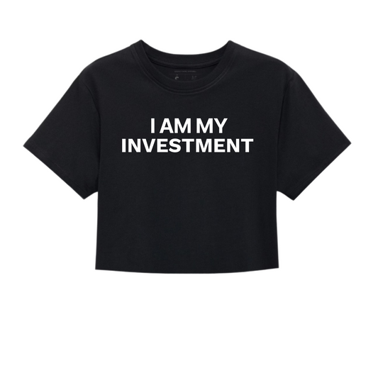 I Am My Investment Black/White Crop Top