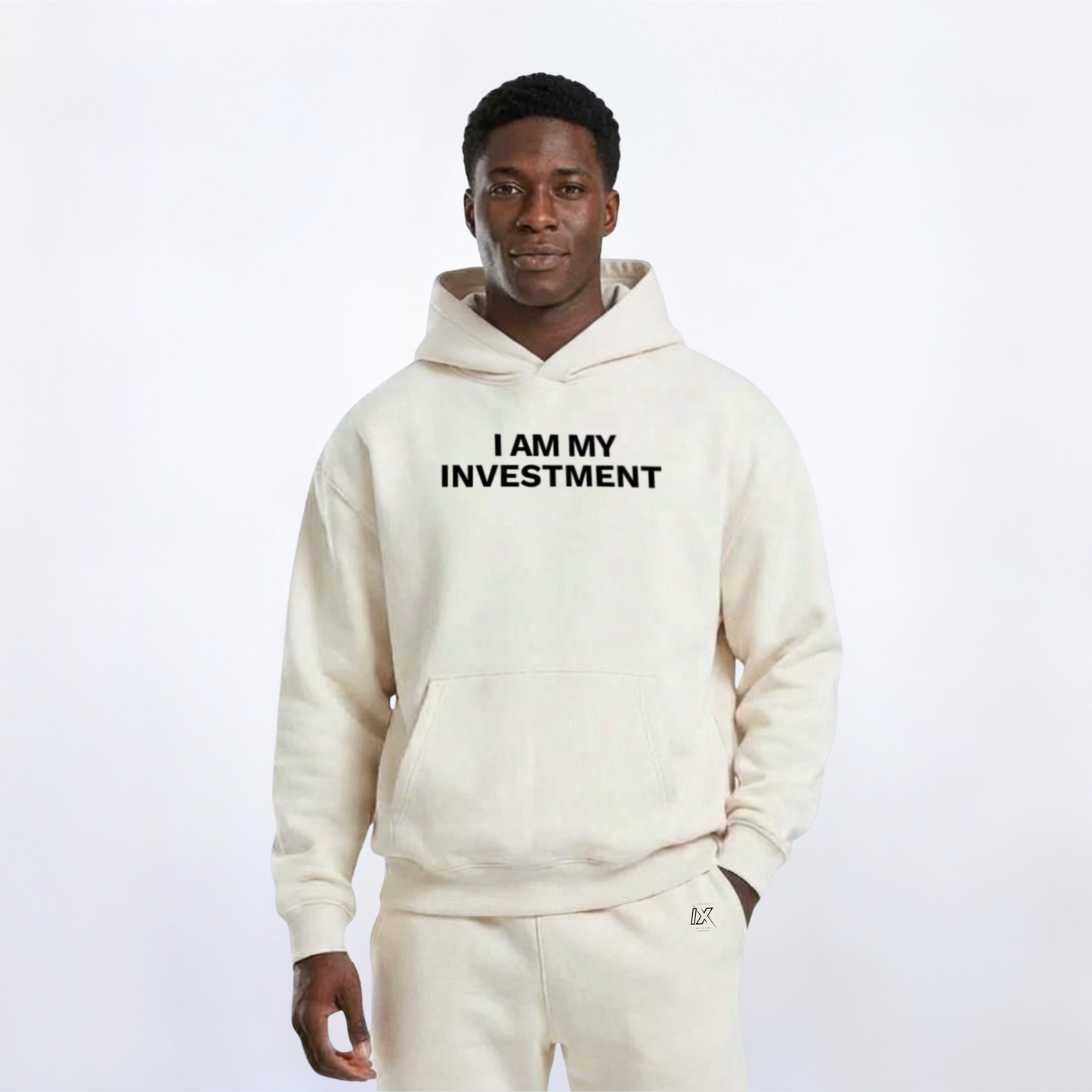 I Am My Investment Rich Crème/Black Hoodie