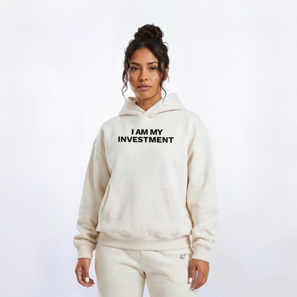 I Am My Investment Rich Crème/Black Hoodie