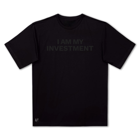 I Am My Investment Black on Black Tee