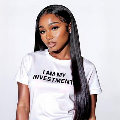I Am My Investment White/Black Tee