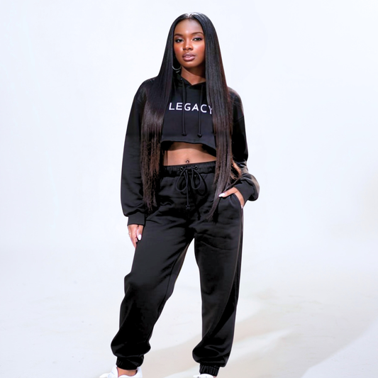 Legacy Black/White Cropped Hoodie